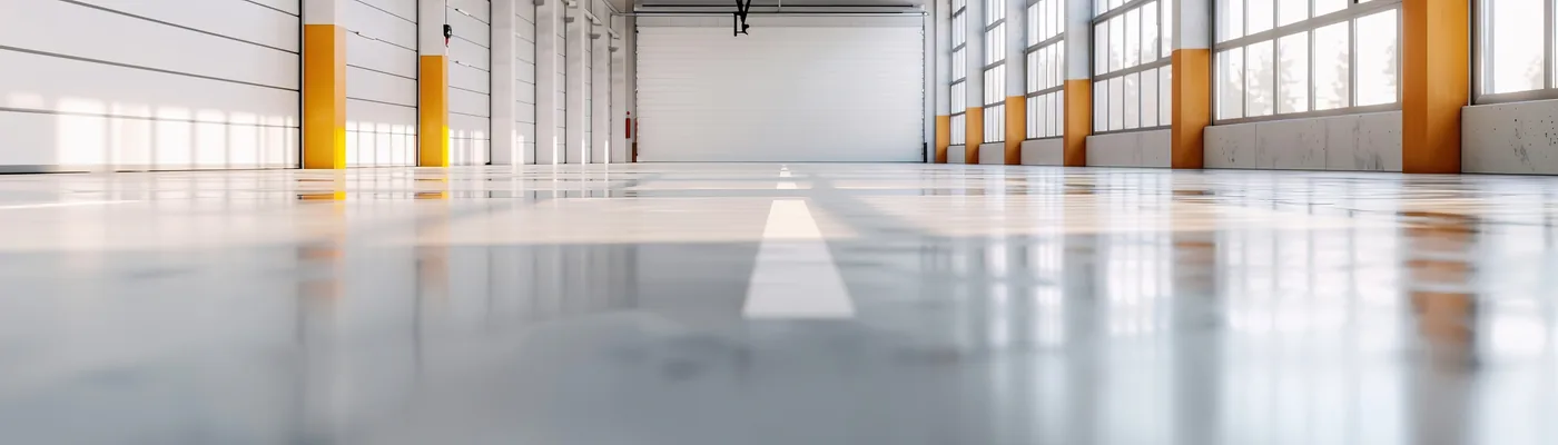 Two-car garage epoxy floor with reflective finish Tampa FL